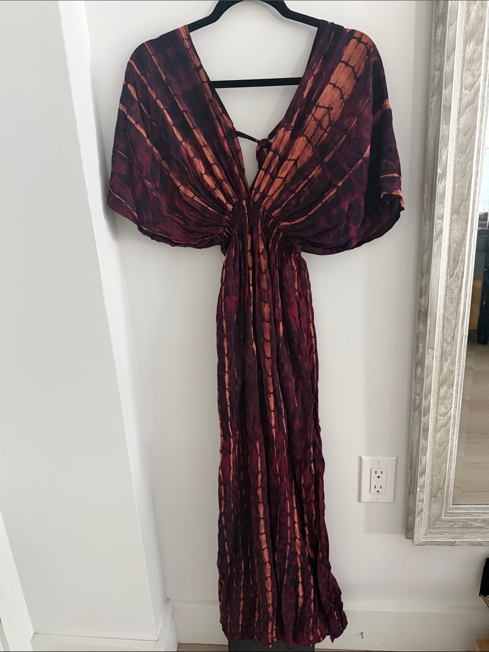 BaliMoon Women’s Tie-Dye Maxi Dress in Burgundy and Rust